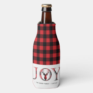 Personalised Plaid Christmas Bottle Cooler