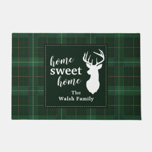 Personalised Plaid Christmas Holiday Family Home Doormat