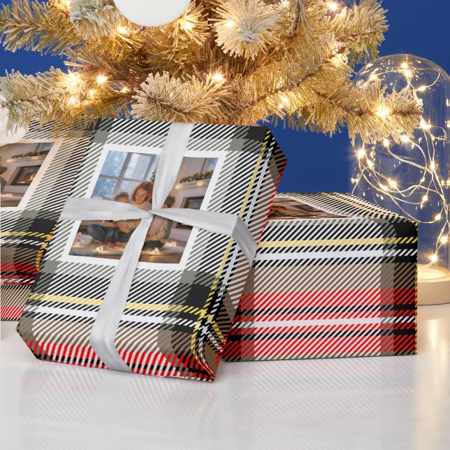 Personalised Plaid Christmas Photo Wrapping Paper (Holidays)