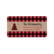 Personalised Plaid Christmas Return Address Label
