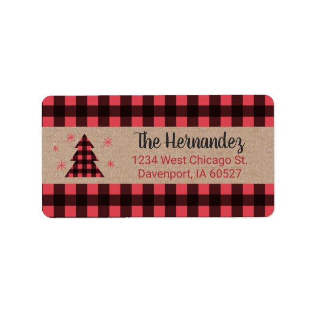 Personalised Plaid Christmas Return Address Label (Front)