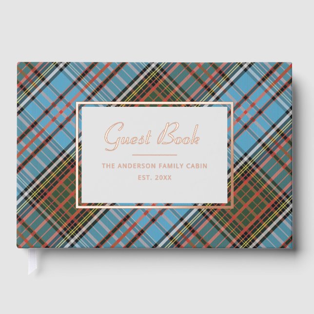 Personalised Plaid Clan Anderson Elegant Tartan Guest Book (Front)