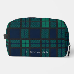 Personalised Plaid Clan Black Watch Tartan Dopp Kit