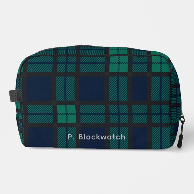 Personalised Plaid Clan Black Watch Tartan Dopp Kit (Front)