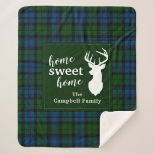 Personalised Plaid Clan Campbell Military Tartan Sherpa Blanket