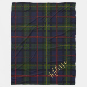 Personalised Plaid Clan Malcolm Tartan Fleece Blanket