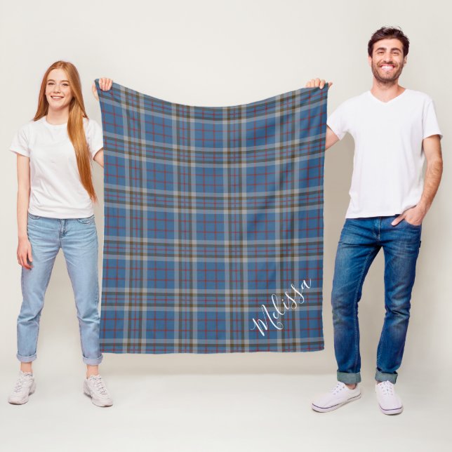 Personalised Plaid Clan Thompson Tartan Fleece Blanket (In Situ)