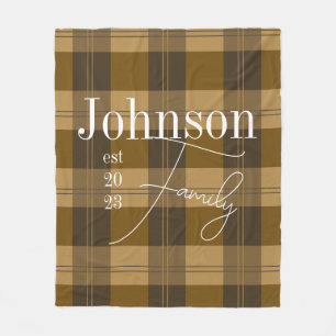 Personalised Plaid Family Name Fleece Blanket