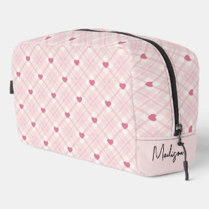 Personalised Plaid Hearts Dopp Kit