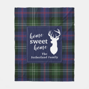 Personalised Plaid Holiday Tartan Clan Sutherland Fleece Blanket