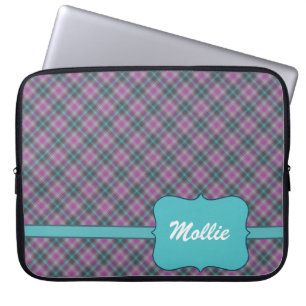 Personalised Plaid Ladies 15 inch Laptop Sleeve