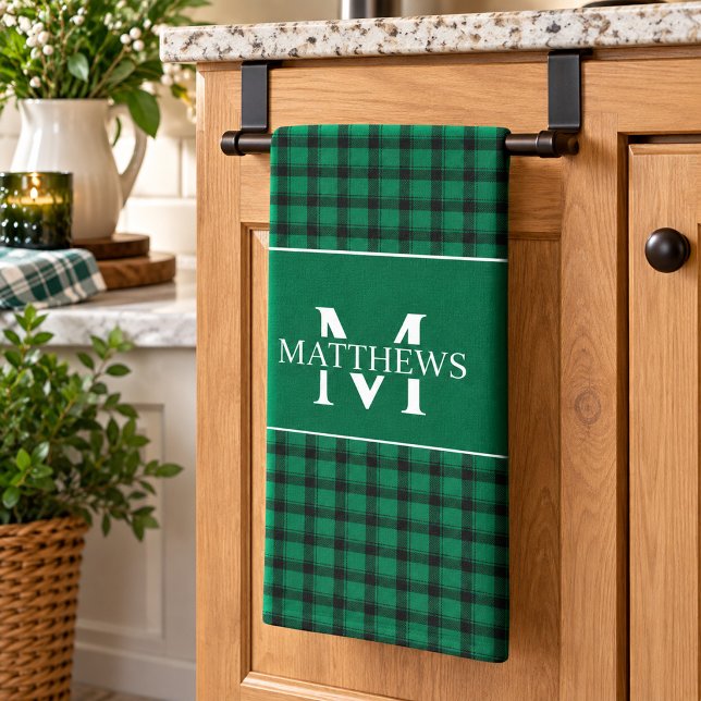 Personalised Plaid Monogram Kitchen Towel (Creator Uploaded)