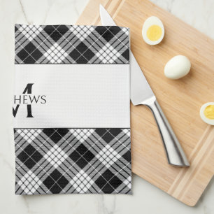 Personalised Plaid Monogram Kitchen Towel