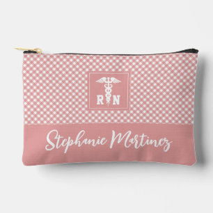 Personalised Plaid Pattern RN Registered Nurse Accessory Pouch