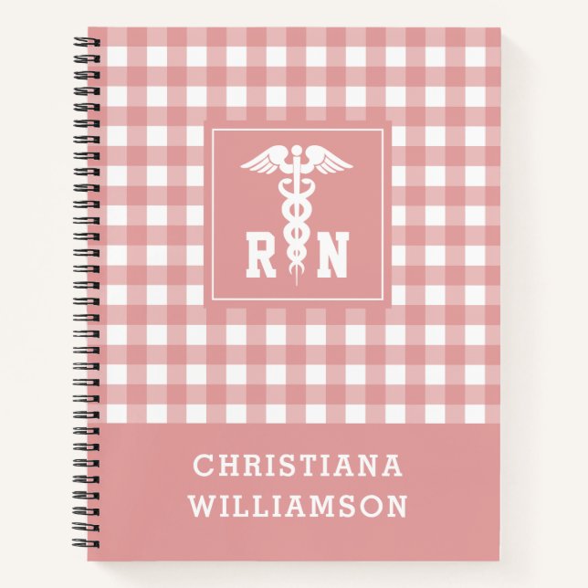 Personalised Plaid Pattern RN Registered Nurse Notebook (Front)
