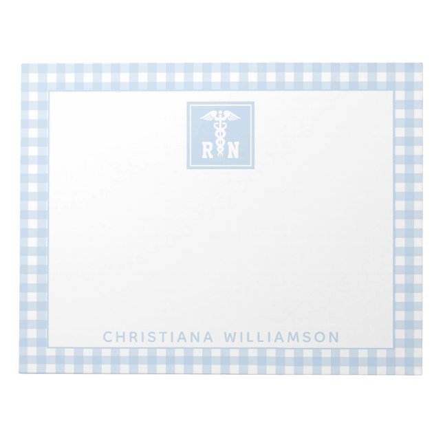 Personalised Plaid Pattern RN Registered Nurse Notepad (Front)
