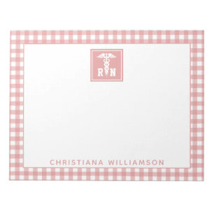Personalised Plaid Pattern RN Registered Nurse Notepad