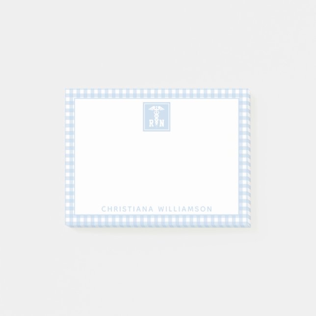 Personalised Plaid Pattern RN Registered Nurse Post-it Notes (Front)