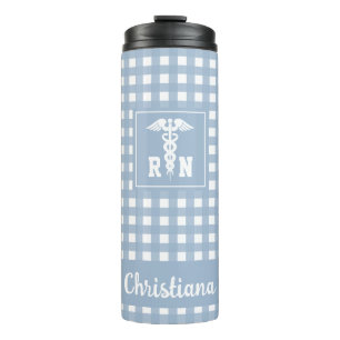 Personalised Plaid Pattern RN Registered Nurse Thermal Tumbler