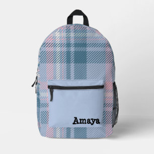 Personalised Plaid Printed Backpack
