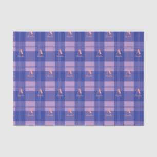 Personalised Plaid Purple Monogram Pattern Tissue Paper