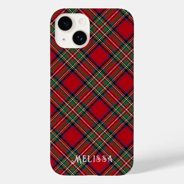 Personalised Plaid Red and Green Stewart Tartan Case-Mate iPhone Case (Back)