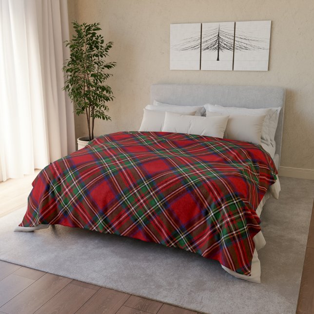 Personalised Plaid Rustic Classic Stewart Tartan Fleece Blanket (Plaid Rustic Clan Stewart Tartan Fleece Blanket)