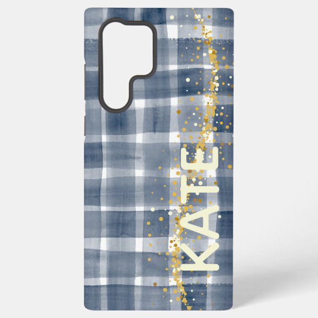Personalised Plaid Samsung Galaxy Case with Name (Back)