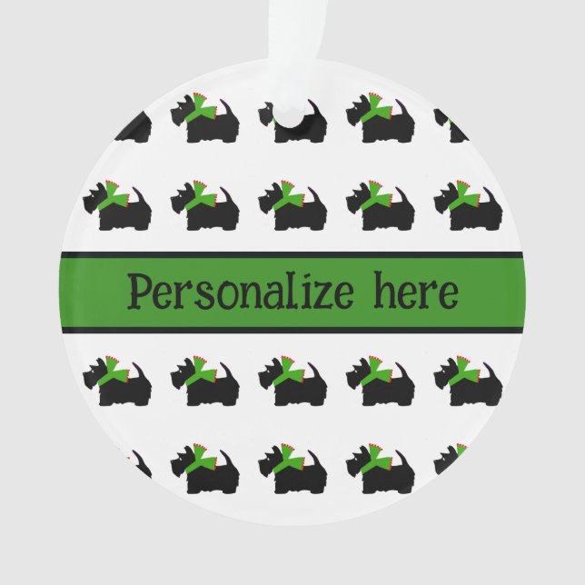 Personalised Plaid Scotty Dog  Ornament (Front)