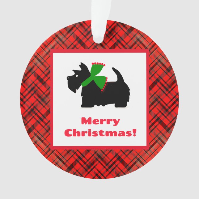 Personalised Plaid Scotty Dog  Ornament (Front)