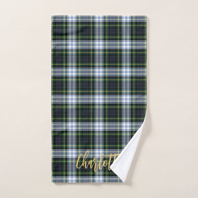 Personalised Plaid Script Clan Gordon Tartan Hand Towel (Hand Towel)
