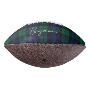 Personalised Plaid Script Green Tartan Custom Football