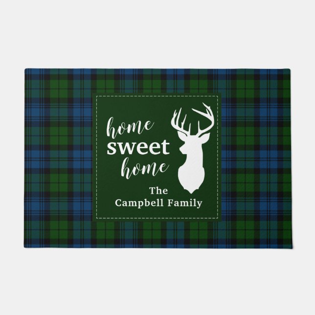 Personalised Plaid Tartan Clan Campbell Military Doormat (Front)