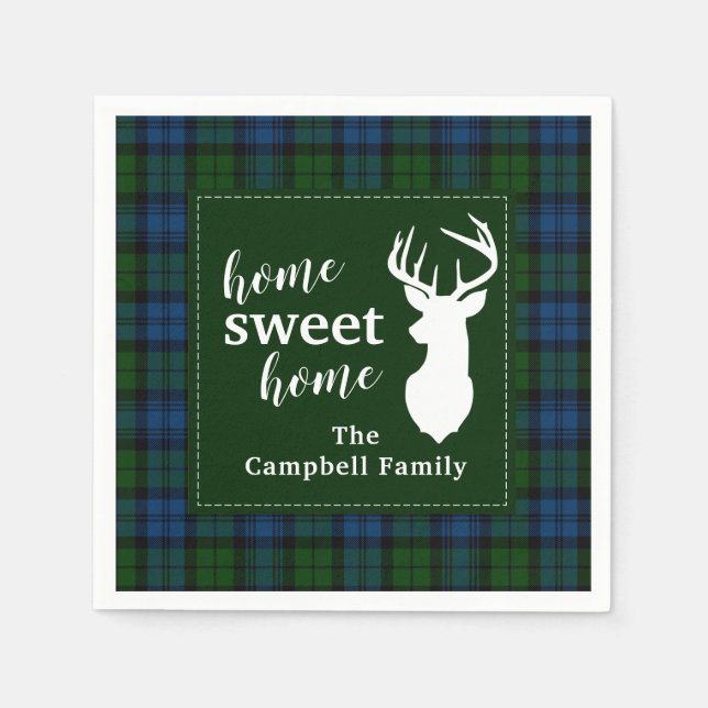 Personalised Plaid Tartan Clan Campbell Military Napkin (Front)