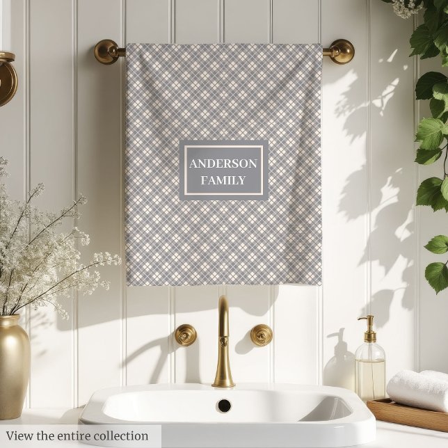Personalised Plaid Towels Elegant Pastel Accent (Personalized Plaid Towels Elegant Pastel Accent)