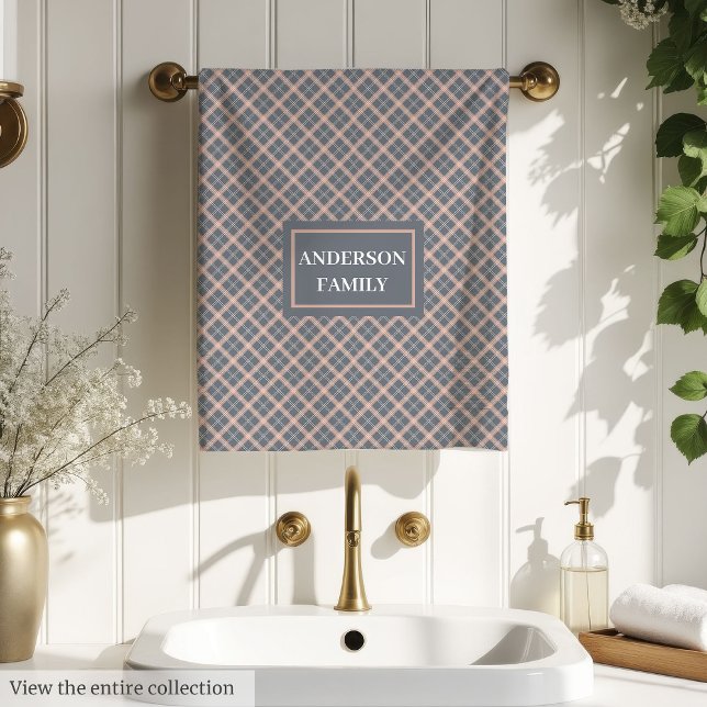 Personalised Plaid Towels Trendy Pastel Colours (Personalized Plaid Towels Trendy Pastel Colors)