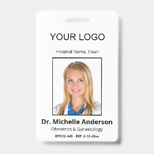 Personalised Plain White Doctor Photo Identity ID Badge