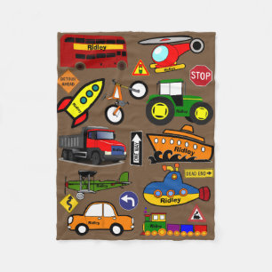 Personalised Planes, Trains & Automobiles Fleece Blanket
