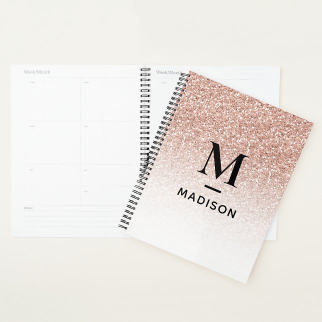 Personalised Planner Pink Glitter Ombre Design (Display)