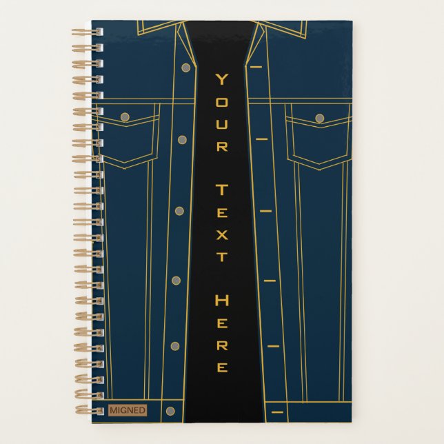 Personalised Planner with Denim Jacket Custom Text (Front)