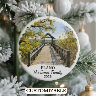 Personalised Plano Ornament, Custom Texas Ceramic Ornament