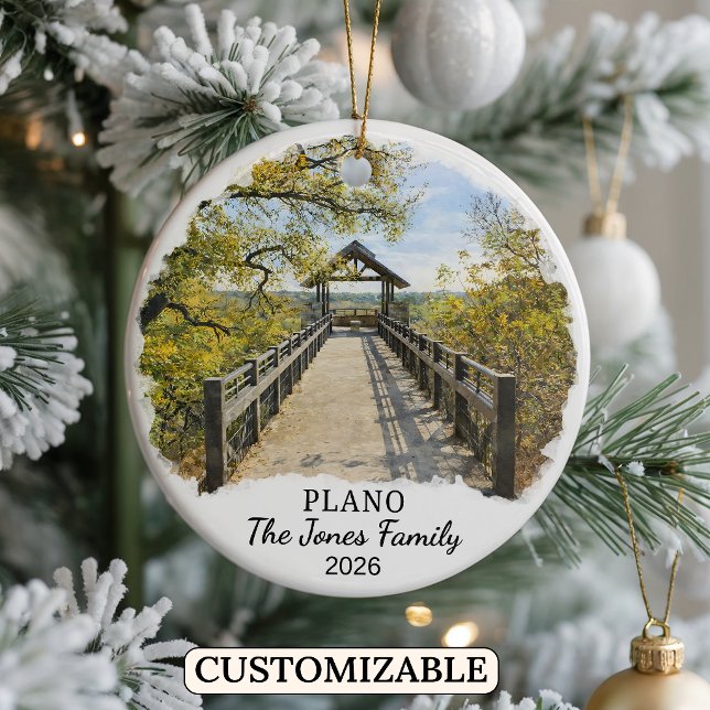 Personalised Plano Ornament, Custom Texas Ceramic Ornament (Creator Uploaded)