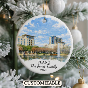Personalised Plano Ornament, Custom Texas Ceramic Ornament