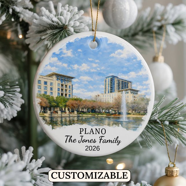 Personalised Plano Ornament, Custom Texas Ceramic Ornament (Creator Uploaded)