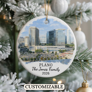 Personalised Plano Ornament, Custom Texas Ceramic Ornament