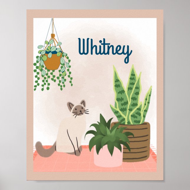 Personalised Plant and Cat Lover Wall Art (Front)