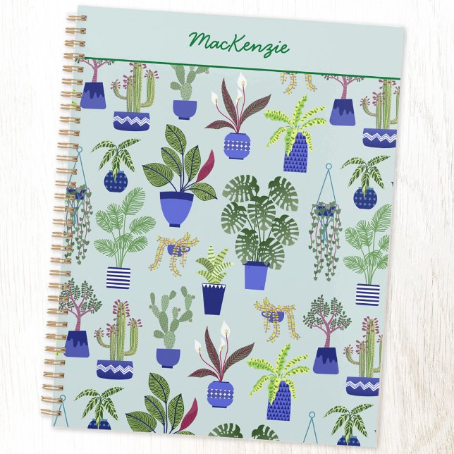 Personalised Plant Gardening Planner (Cactus succulent houseplant personalized custom name planner)