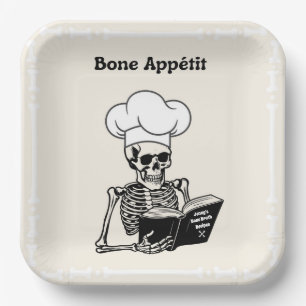 Personalised Plates, Bone Appétit Skeleton Chef  Paper Plate
