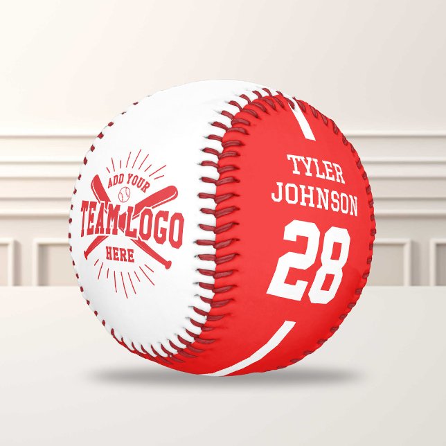 Personalised Player Team Logo Red Baseball (Creator Uploaded)