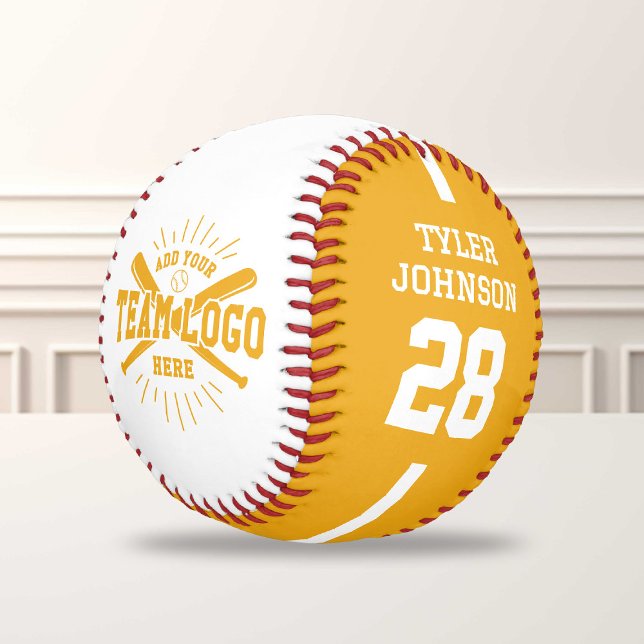 Personalised Player Team Logo Yellow Baseball (Creator Uploaded)